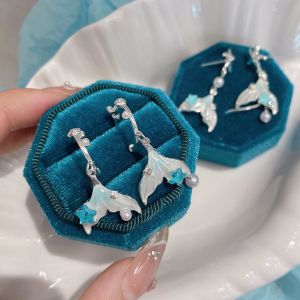 Ocean Fresh Fish Tail Earrings Womens Unique Design Star Mermaid Ear Jewelry Drop Earrings Korean Style Fashion Accessories