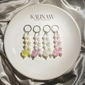KALINAW GlimmerLush Heart Crown Beaded Keychain/ Phone Charm