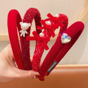 Childrens Anti-Slip Hairband Korean Style Red Series Pressed Hair Girls Headwear Fashionable Accessories for Little Girls