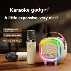 D8 karaoke machine with 2 wireless microphones portable 5.3 Bluetooth speaker system RGB lights home handheld speaker system