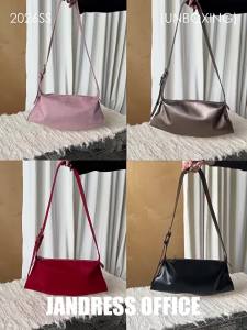 JANDRESS | Asymmetrically Perforated Crossbody Hobo Bag Soft Antique Leather