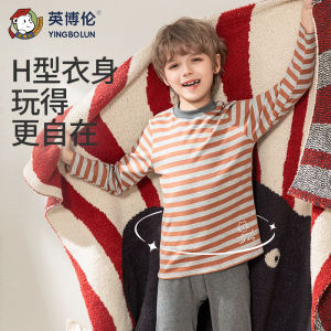 Yingboren Boys Thermal Cotton Underwear Set Half High Collar Pure Cotton mid Neck Warm Childrens Innerwear for Autumn And Winter