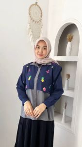 ARISA TOP KEMEJA VEST - FLOTTILICIOUS / Baju Atasan Wanita Linen Bordir Fashion Outfit