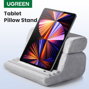 UGREEN Tablet Pillow Stand for Lap Soft Tablet Stand Holder Bed with 3 Viewing Angles Adjustable Pillow Holder Compatible with iPad Pro 9.7 10.5 11 12.9 Air Mini 5 4 3 2 E-Reader Grey