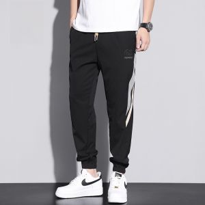 ROMON | Lormen Ice Silk Mens Summer Thin Quick Dry Sports Loose Harem Elastic Casual Long Pants Youth Vitality Style Water Washed