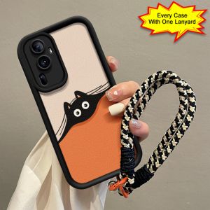 casing hp Redmi Note 9 Pro Max terbaru 2025 Bola batubara hitam Anti -fall Lanyard Model wanita kartun
