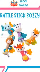 Rattle Stick Teether SOZZY: Mainan Gembira untuk Bayi Bentuk Binatang & Handbell