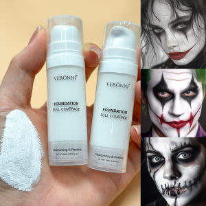 White Liquid Foundation Blending Pure-15ml Silky Creamy Matte Long-Wearing Transfer-Resistant for Stage Cosplay Halloween Makeup