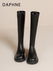 Daphne | Black Women Winter Below-knee Platform Fleece-lined Knight Boots