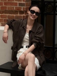 YUFUQING | Vintage Brown Long Sleeve Shirt Women Early Autumn New Loose Personality Commute Top Korean Style Casual Loose Fit Shirt