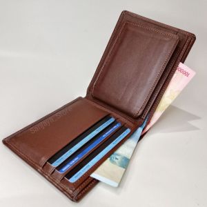 JAHITAN HITAM Dompet Kulit Pria 100% Kulit Garut