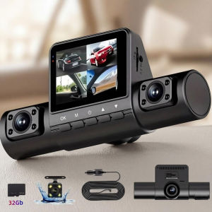1080P Full HD 4 Lens Dash Cam Wide Angle Loop Recording Button Control IPS Screen Laptop Compatible Car DVR
