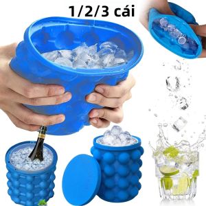 Xô Đá Silicon 2 Trong 1 Thân Thiện Với Môi Trường Thiết Kế Tròn Dễ Làm Đá Đông Cho Quán Bar Câu Lạc Bộ Nhà Hàng Nhà Bếp Gia Đình Bộ Phụ Kiện Đồ Uống (1/2/3 Cái)