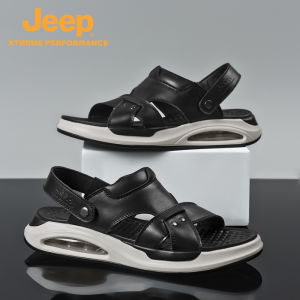 จี๊ป | รองเท้าแตะหนังวัว Jeep สำหรับผู้ชาย รองเท้าแตะชายหาดฤดูร้อน รองเท้าแตะแบบมีพื้นนุ่ม รองเท้าแตะกันลื่น รองเท้าแตะแบบเปิดหัว รองเท้าแบบลำลอง รองเท้าแตะส้นแบน