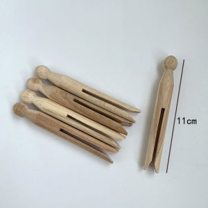 Hand-Painted Doll Clothespin Zakka Real Wood Log Clothes Clamp Childrens Graffiti Stick DIY Retro Countryside Style Clamp