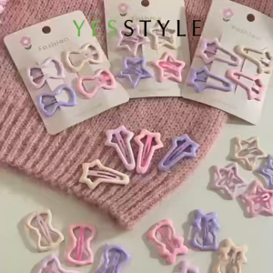 Yesstyle [4 PCS] Set Jepit Rambut Bentuk Bintang Warna Warni Lucu Ribbon Hair Clips Jepitan Rambut