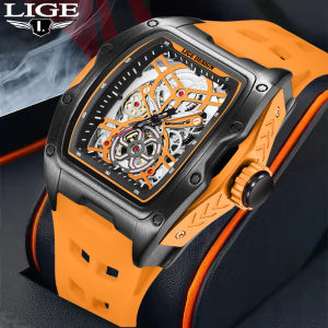 LIGE New Men Watches Skeleton Mechanical Automatic Watch Luxury Luminous 30M Waterproof Watch For Men +Box