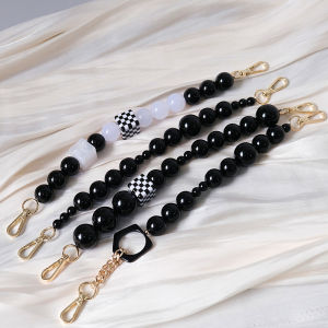 New Woman Bag Accessory Chain Black Contrast Acrylic Straps Resin Beaded Part Handcrafted Wristband Women Replacement Bag Handle Chains