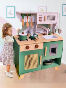 Sound and Light Simulated Wooden Children Kitchen Toy Set