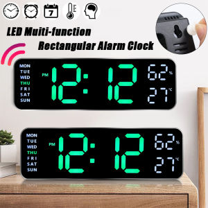 Rectangular Led Digital Alarm Clock Intelligent Night Light Alarm Clock with DisplayingTemperature Date Week 3-4 Level Adjustable Brightness LED Alarm Clock for Desk Wall Living Room Bedroom