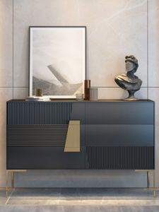 Luxurious Black Entrance Hallway Cabinet Living Room Display Cabinet Modern Simple Dining Room Sideboard Solid Wood Drawer Storage Cabinet
