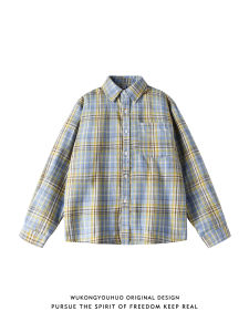 WUKONGYOUHUO | Áo Sơ Mi Caro Dài Tay Vintage Cao Cấp