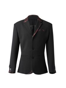 Candle Ash Design Lace Spliced Single Breasted Luxury Wool Suit