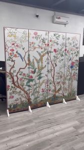 Vách ngăn bình phong bộ 4 tấm in họa tiết hiện đại sang trọng chất liệu vải canvas - GP392