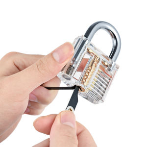 lockpicking kit unlocking tool 15pcs set  transparent lock padlock durable practical lockpicking tools household pick lock set key extractor tool lockpicking kit locksmith tools master key for door knob master key for any lock