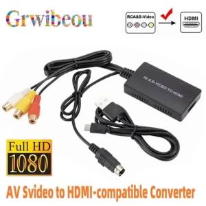 1080P AV Svideo to HDMI-compatible Video Converter RCA to HDMI-Compatible Adapter Cable For DVD HD TV STB Compatble With PS3/PS2