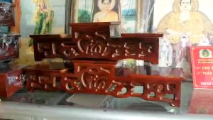 Đôn gỗ tam cấp kê tượng bàn thờ khắc nổi hoa sen nhiều cỡ