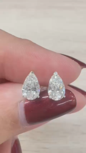 TDG 10K Gold Pear-Shaped Lab-Grown Diamond Stud Earrings