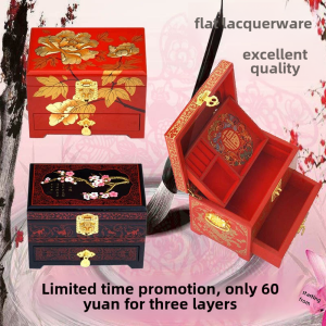 Township Shu Đám Cưới Sang Trọng Lưu Niệm Hộp Gỗ Phong Cách Vintage Hộp Đựng Trang Sức Có Khóa Trung Quốc Quà Tặng Cô Dâu