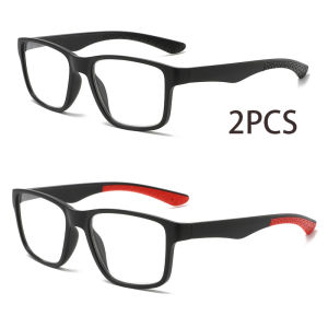 2PCS Anti-Blue Light Reading Glasses with Black Frame And Four Color Leg Options Stylish Trendy Design