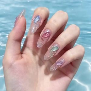 50Pcs 3D Colorful Little Fish Nail Charms Shiny Resin Goldfish Nails Art Decorations for Summer DIY Crafts Manicure Accessories