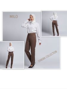 pakaian kerja kantor celana wanita terbaru resleting depan bahan polyester premium stretch import