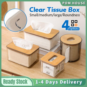 Transparent Tissue Holder Box Toilet Paper Roll Tissue Box Holder Container Tissue Storage Box Wood Cover Tissue Holder Living Room Dresser Study Desk Kitchen Bedroom Kotak Tisu 纸巾盒