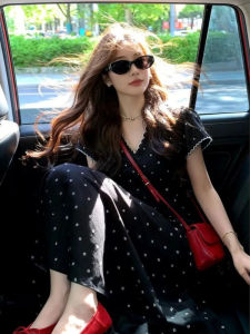 Charming Hepburn Style Polka Dot Dress Waist-accentuating