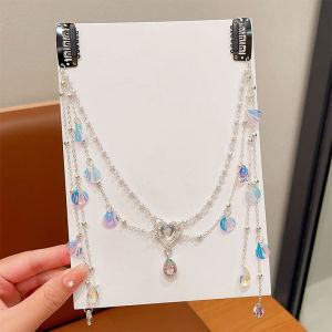 Girls Mermaid Tassel Hair Accessories Fairy Princess Style Forehead Chain Headwear Little Girl Elegant Butterfly Hair Clip