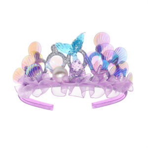 Glossy Pearl Mermaid Head Tiara Iridescent Finish Marine Crown Suitable for Masquerade Gala Aquatic Themed Performance Styling