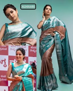 Traditional Party Wear saree with Unique Colour Combination