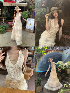 Summer Wearing New French V-neck Hollow Design Sleeveless Neck-hanging Top