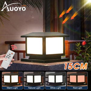 Auoyo Upgraded Outdoor Pillar Lights Solar Charging IP65 Waterproof Column Lamp For Courtyard Fence Column Post Lights Courtyard Lamp Headlight Pillar Fence Post Garden lights 4 Colors