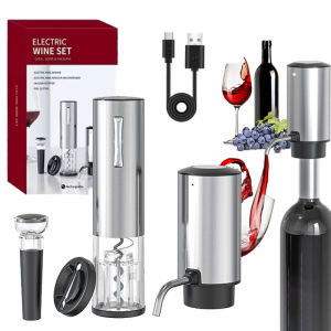 ชาร์จไฟฟ้า Red Wine Openers อัตโนมัติ Corkscrew ไวน์ Openers ชุดเครื่องตัดฟอยล์ไวน์ Stopper ไวน์ Pourer คริสต์มาสของขวัญ