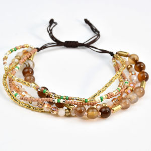 Bohemian Style Crystal Layered Beaded Bracelet for Women with Five Layers Stretchable Wavy Design Original New Fashion Accessory