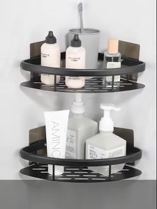 Rak Sudut Aluminum Rack Multifunction Rak Kamar Mandi Bebas Pukulan Sudut Gantung Tempel Dinding Organizer Cr Toilet