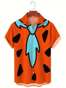 Áo Sơ Mi Tay Ngắn in 3D Nút Thời Trang Mùa Hè Thường Ngày Cổ Polo Dài Thường Không Thương Hiệu Áo Sơ Mi Nam