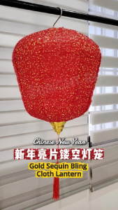 2PCS Gold Sequin Bling Cloth Lantern 一对 亮片新年高档灯笼 Chinese New Year 2026 Lampion Gantung Imlek CNY Decoration Lantern 春节装饰