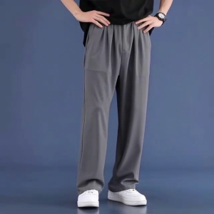 2024 summer ice silk quick dry pants men loose wide leg trend sports draping ins handsome plankton ultra-thin breathable casual pants