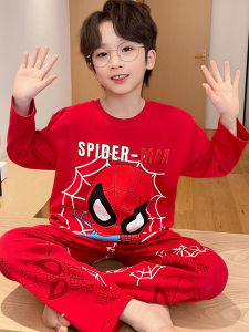 SHAPRA | Spiderman Red Cotton Long Sleeve Boys Sleepwear Set